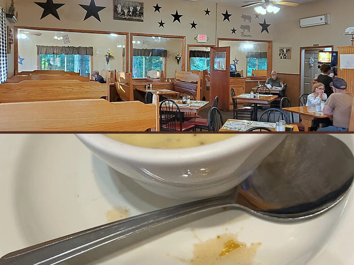 Casual dining tables inside a family restaurant.